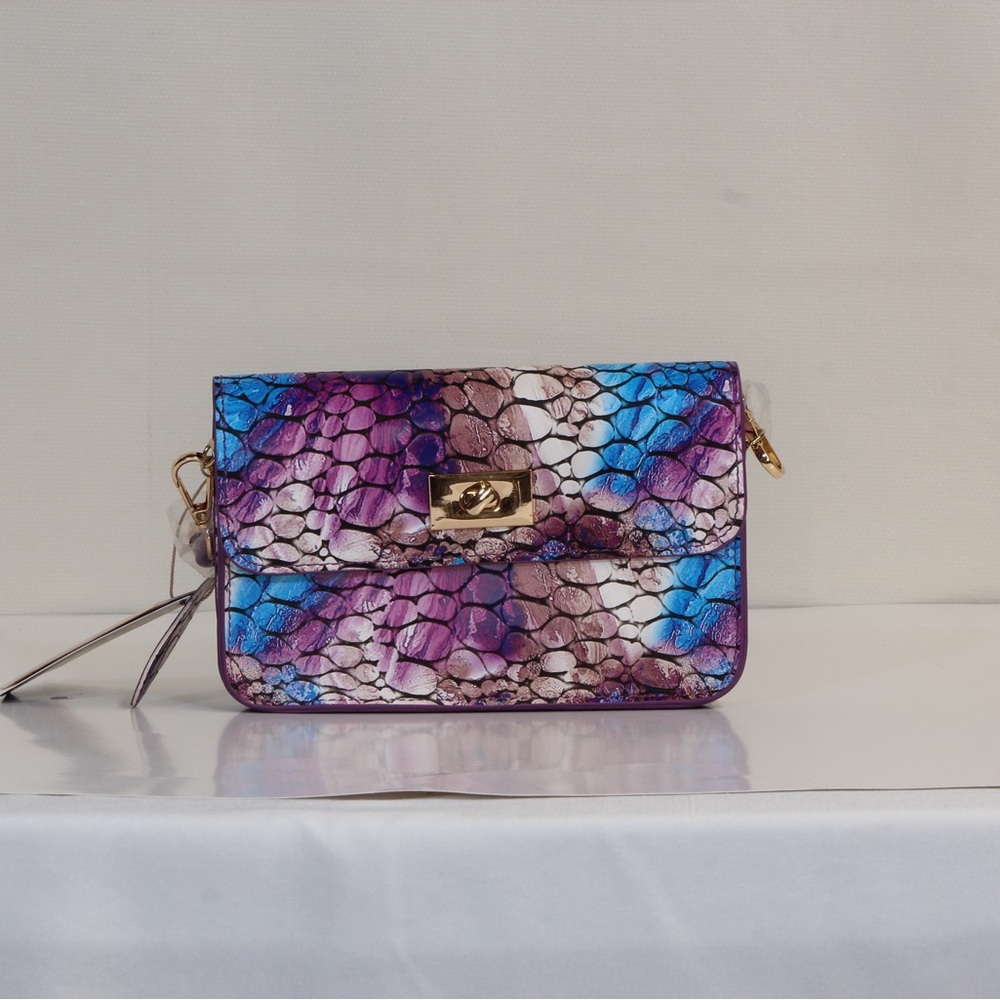 Mellow World Purple Multicolor Crocodile Designer Women's Crossbody Bag